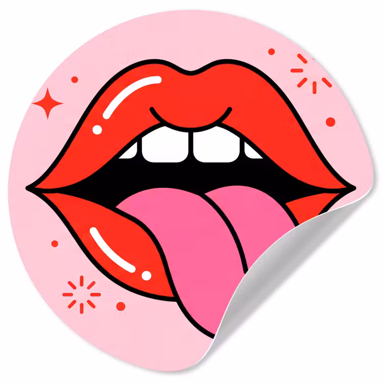 Behangcirkel - Lippen - Tong - Pop-art - Kleurrijk - Roze — 1