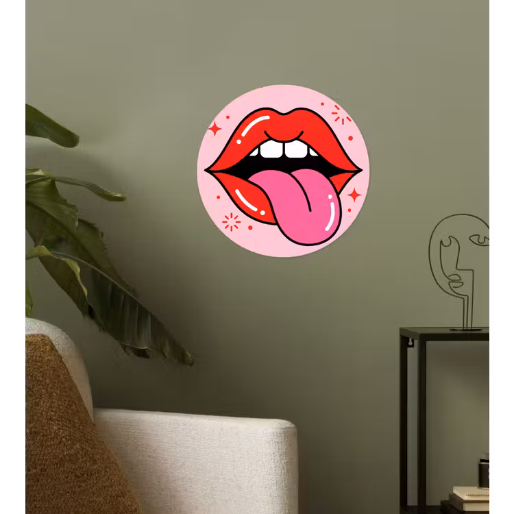 Behangcirkel - Lippen - Tong - Pop-art - Kleurrijk - Roze — 3