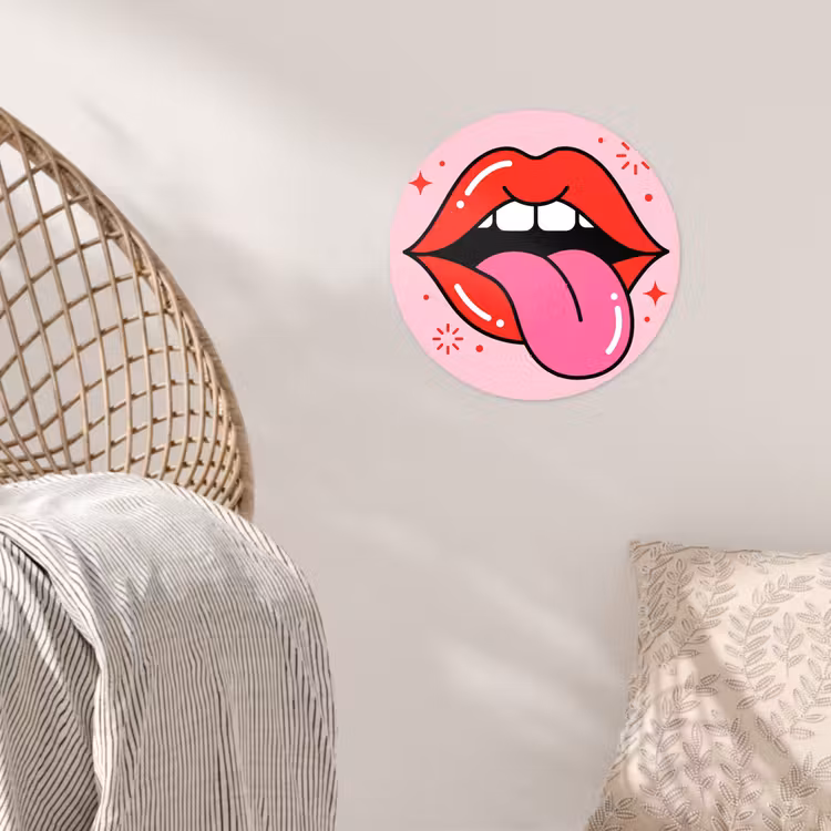 Behangcirkel - Lippen - Tong - Pop-art - Kleurrijk - Roze — 5