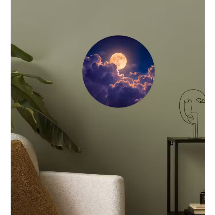Behangcirkel - Maan - Wolken - Nacht - Oranje — 3