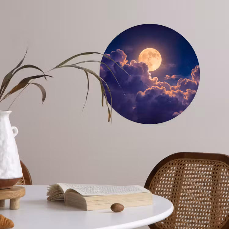 Behangcirkel - Maan - Wolken - Nacht - Oranje — 4