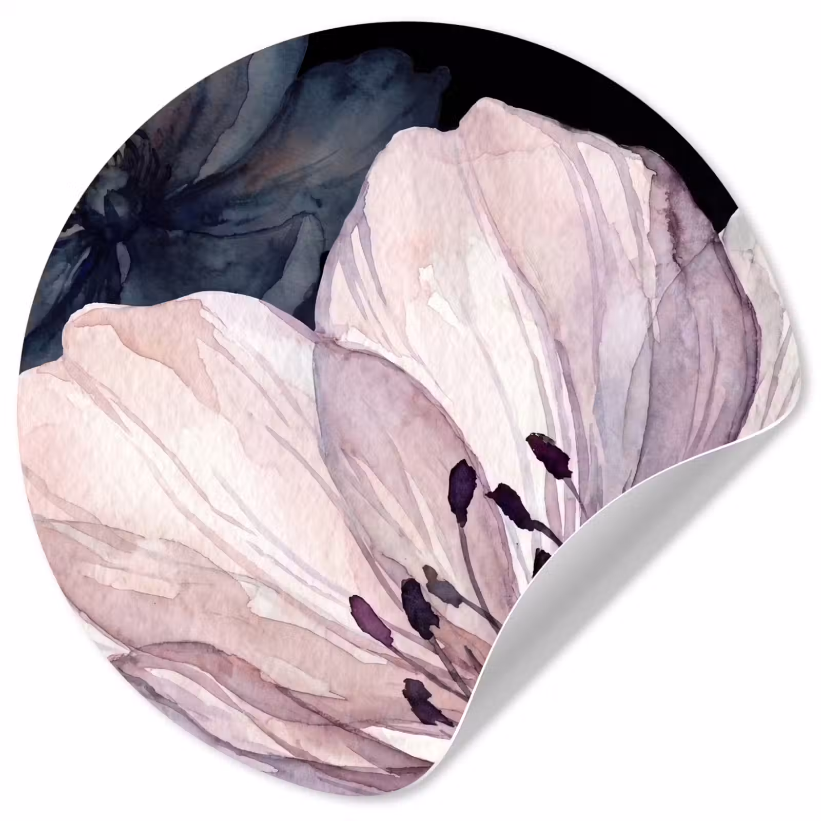 Behangcirkel - Bloemen - Aquarel - Modern - Roze - Donker — 1