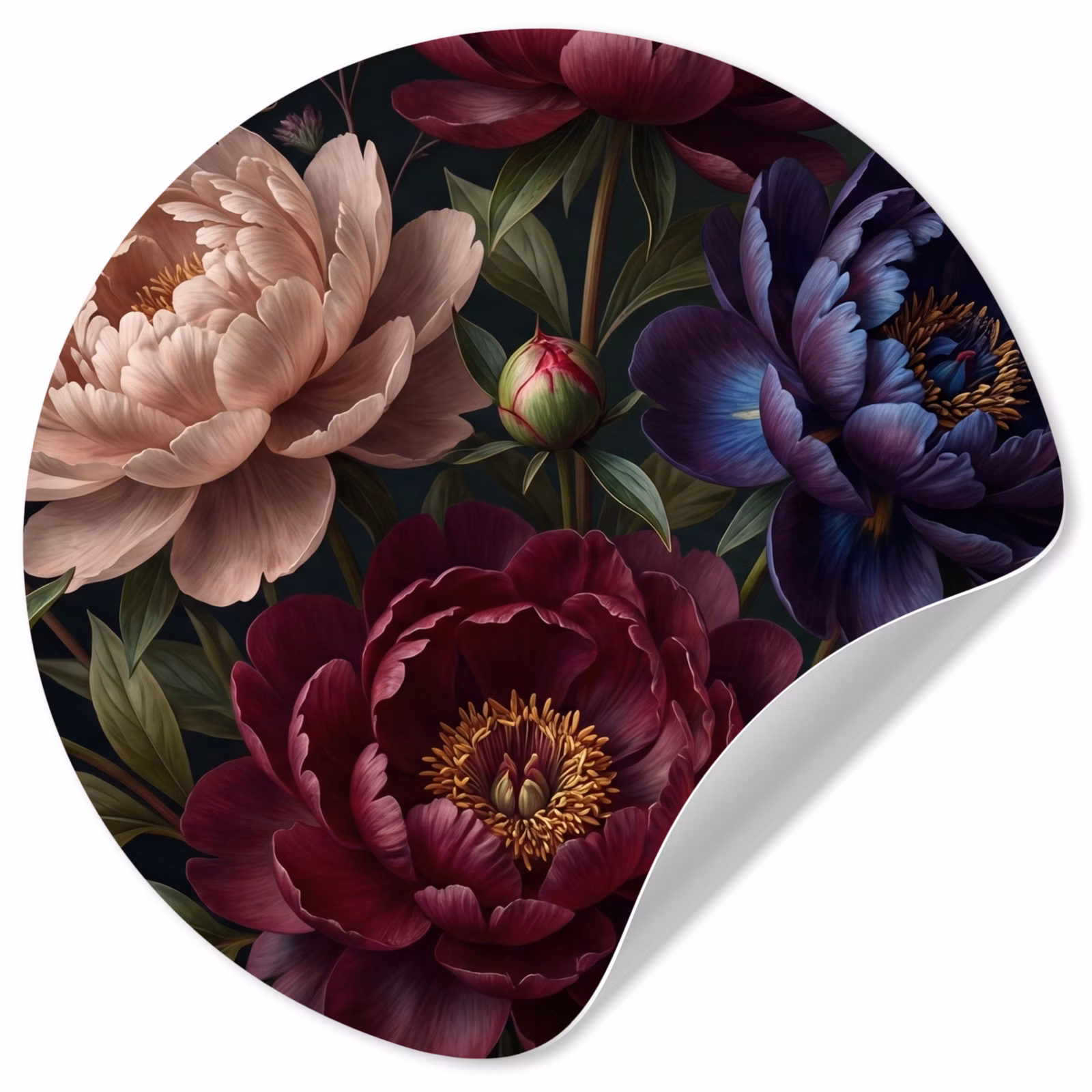 Behangcirkel - Bloemen - Boeket - Natuur - Modern - Donker — 1