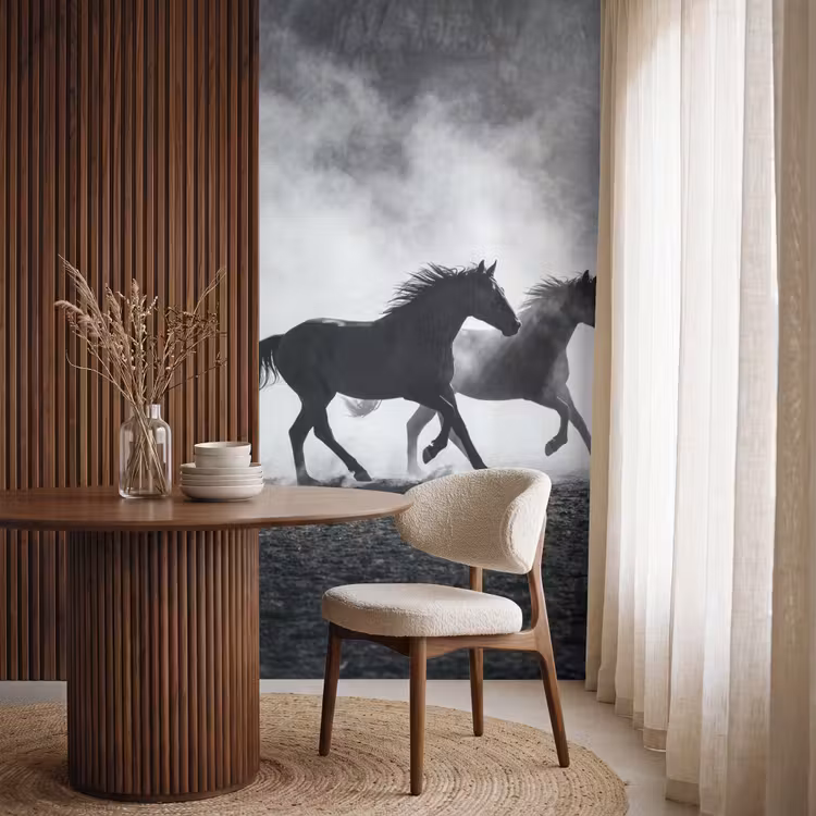 Behang - Paard - Ren - Stof - Zwart-wit - Dieren — 4