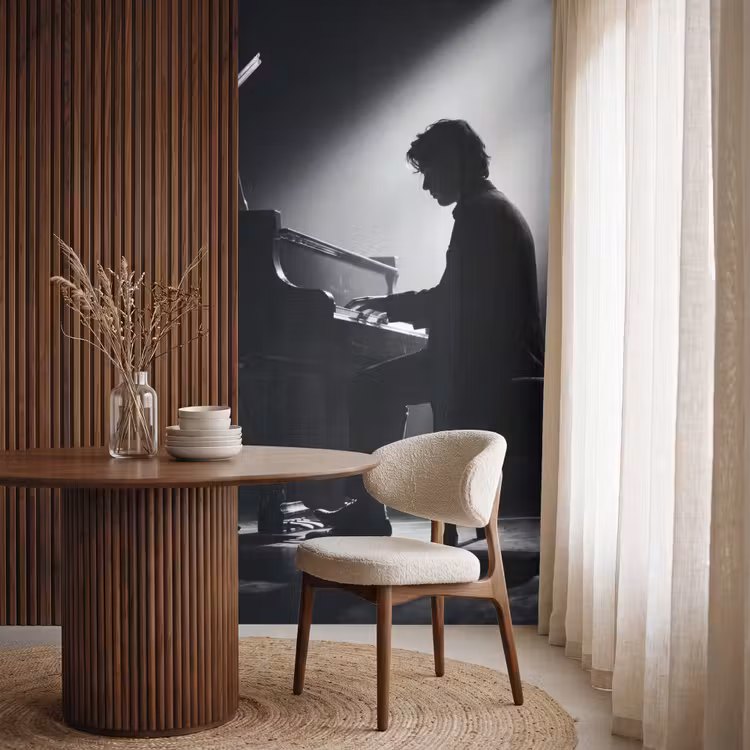 Behang - Persoon - Piano - Muziek - Zwart-wit - Podium — 4