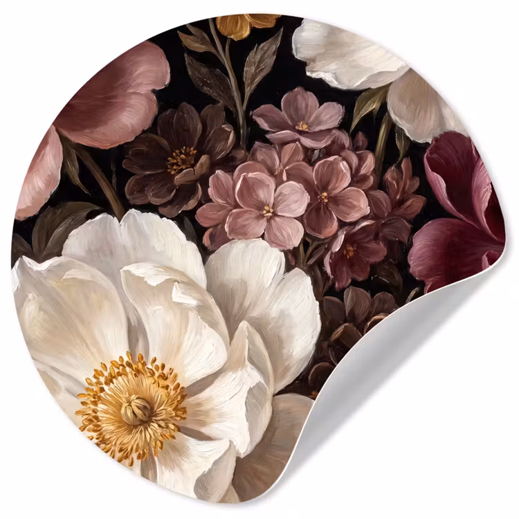 Behangcirkel - Bloemen - Boeket - Klassiek - Donker - Rood — 1
