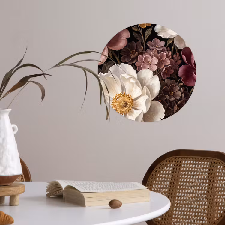 Behangcirkel - Bloemen - Boeket - Klassiek - Donker - Rood — 4