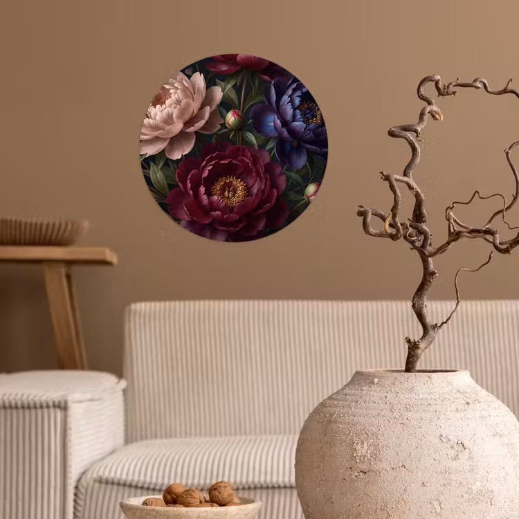 Behangcirkel - Bloemen - Boeket - Natuur - Modern - Donker — 2