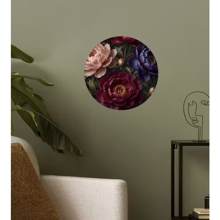Behangcirkel - Bloemen - Boeket - Natuur - Modern - Donker — 3