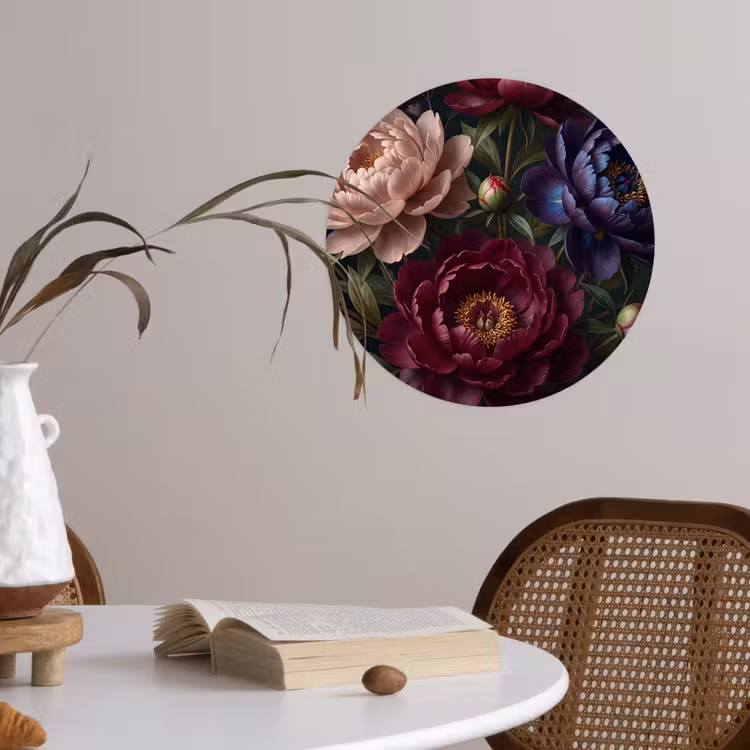 Behangcirkel - Bloemen - Boeket - Natuur - Modern - Donker — 4