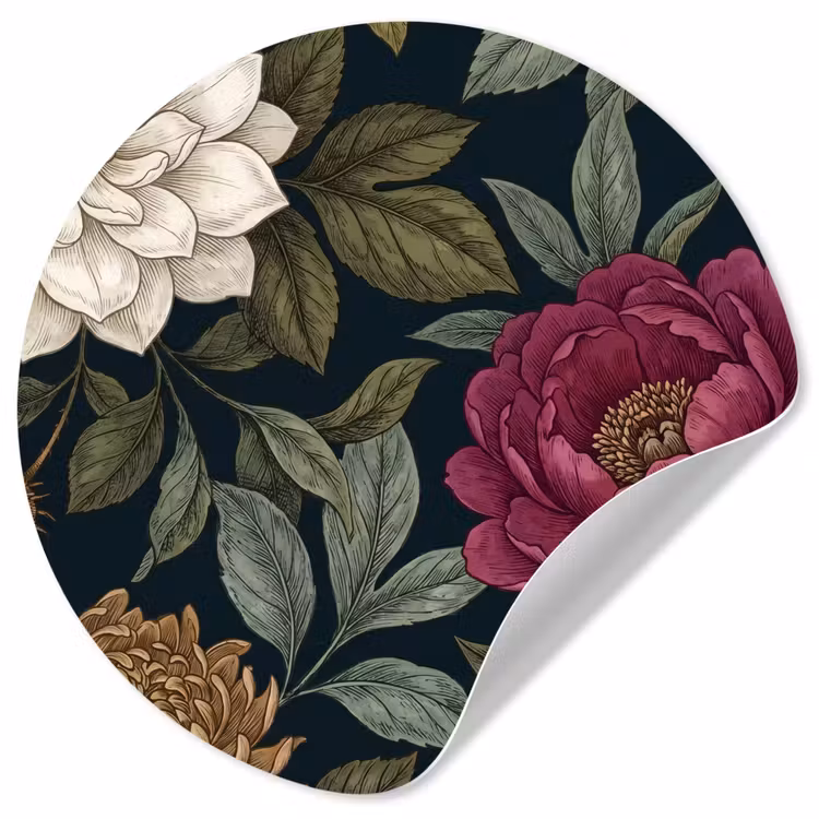 Behangcirkel - Bloemen - Botanisch - Illustratie - Donker - Vintage — 1