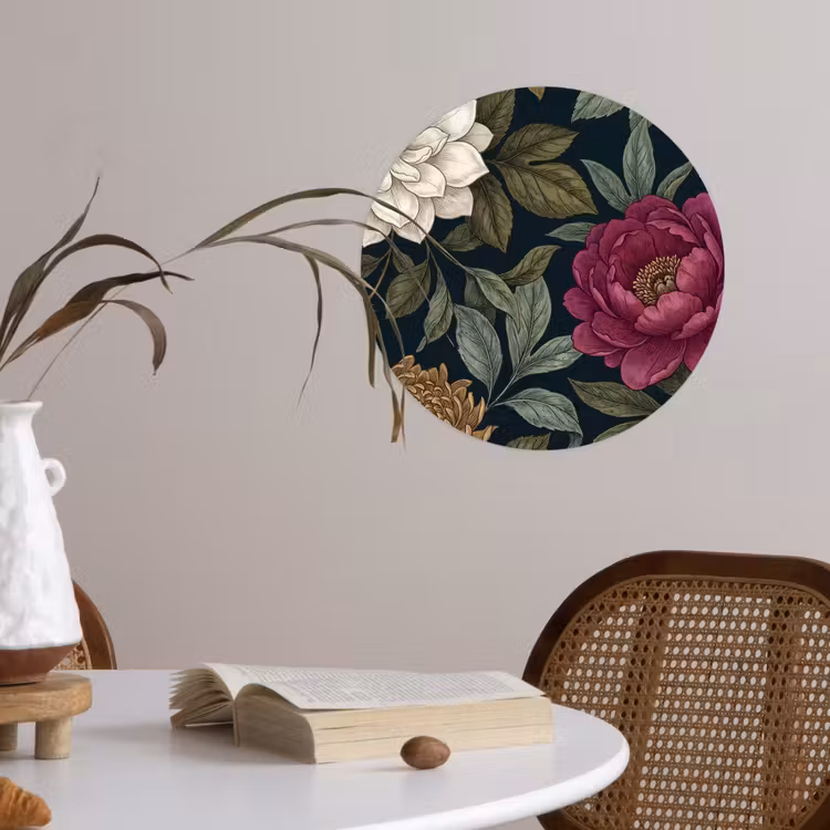 Behangcirkel - Bloemen - Botanisch - Illustratie - Donker - Vintage — 4