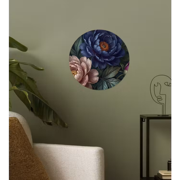 Behangcirkel - Bloemen - Vlinder - Natuur - Modern - Paars — 3