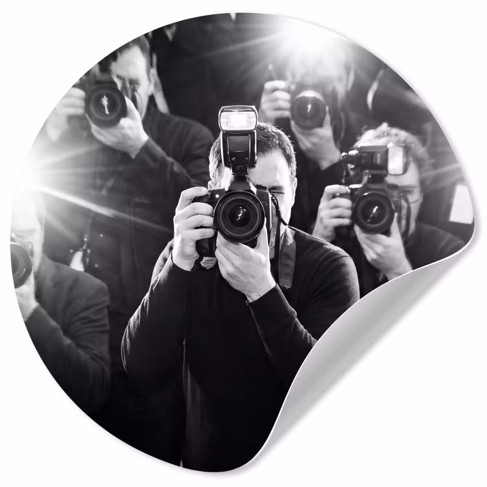 Behangcirkel - Mensen - Camera - Flitslicht - Zwart-wit - Media — 1