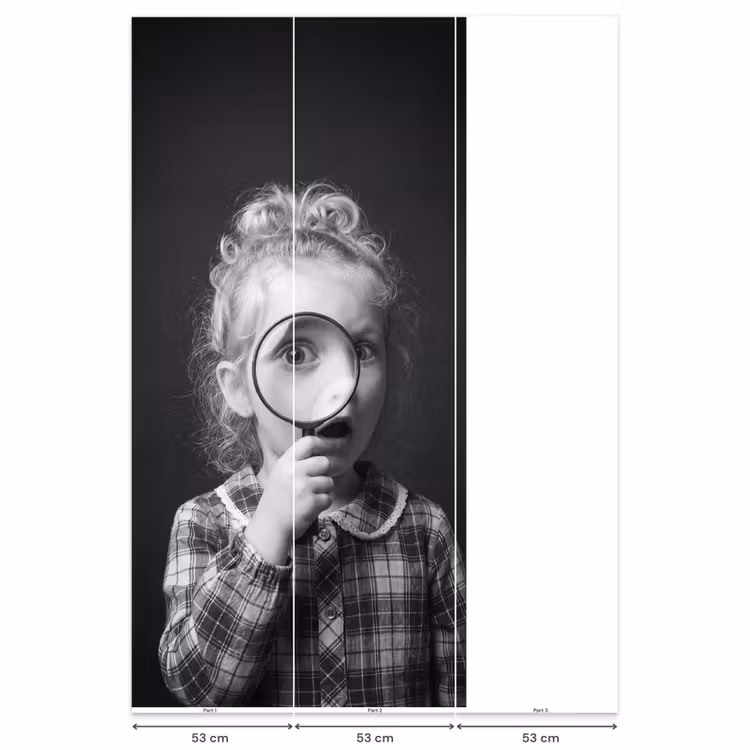 Behang - Kind - Vergrootglas - Portret - Zwart-wit — 6
