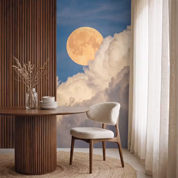 Behang - Maan - Wolken - Natuur - Oranje — 4