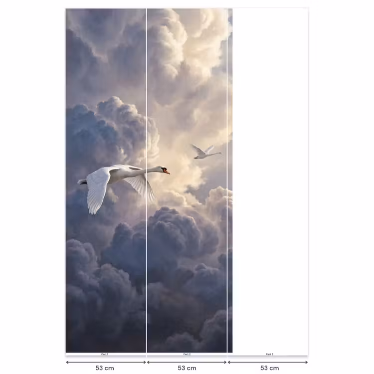 Behang - Vogel - Vliegend - Natuur - Wit - Wolken — 6