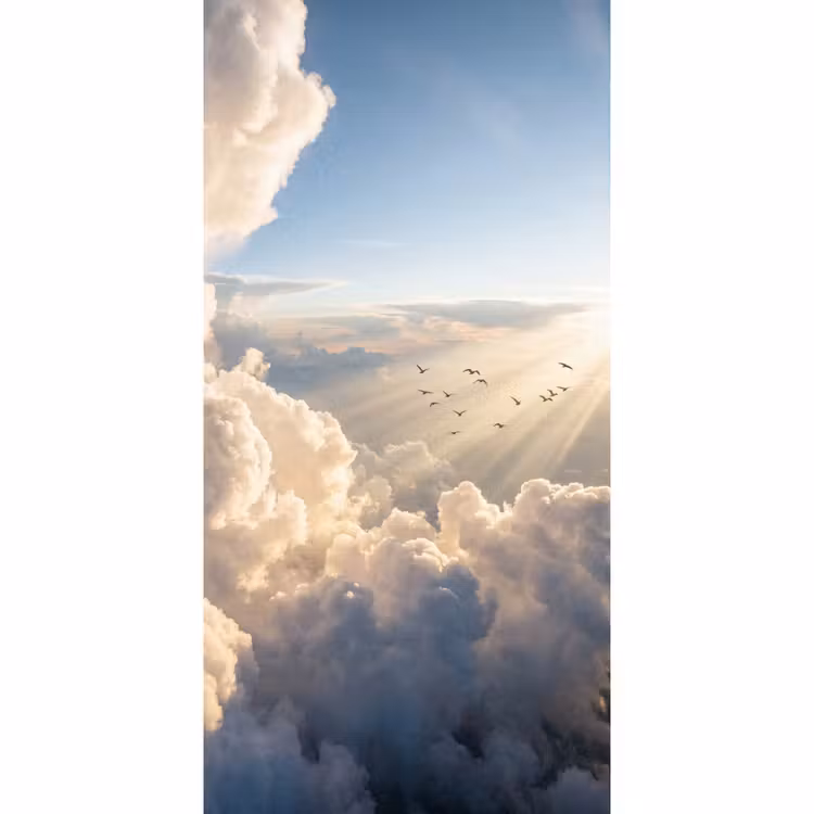 Behang - Wolken - Zonnestralen - Natuur - Wit — 2
