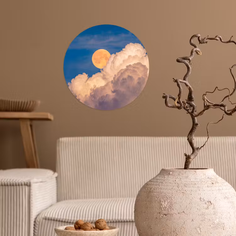 Behangcirkel - Maan - Wolken - Natuur - Oranje — 2