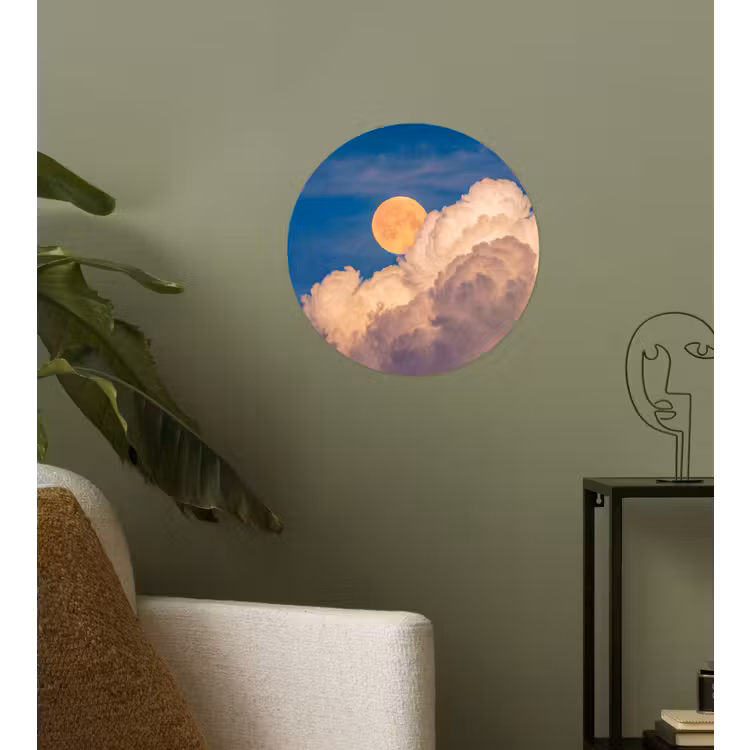 Behangcirkel - Maan - Wolken - Natuur - Oranje — 3