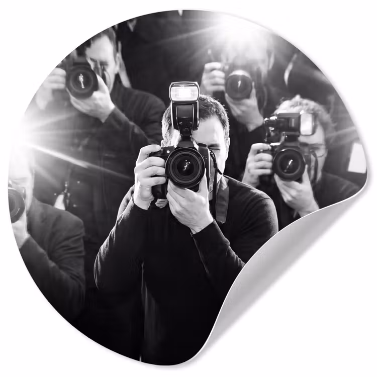 Behangcirkel - Mensen - Camera - Flitslicht - Zwart-wit - Media — 1