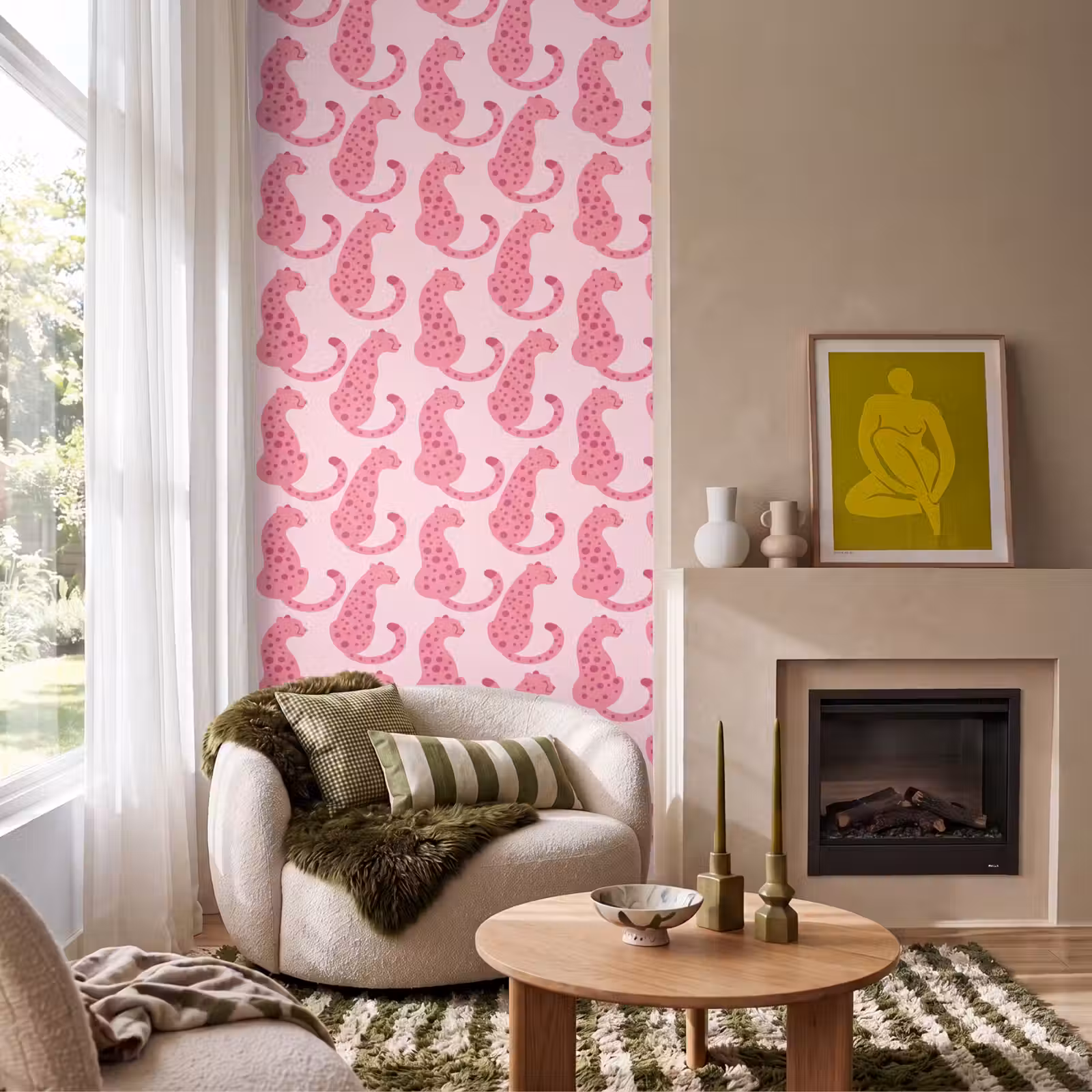 Behang - Kat - Gevlekt - Dieren - Patroon - Roze — 1