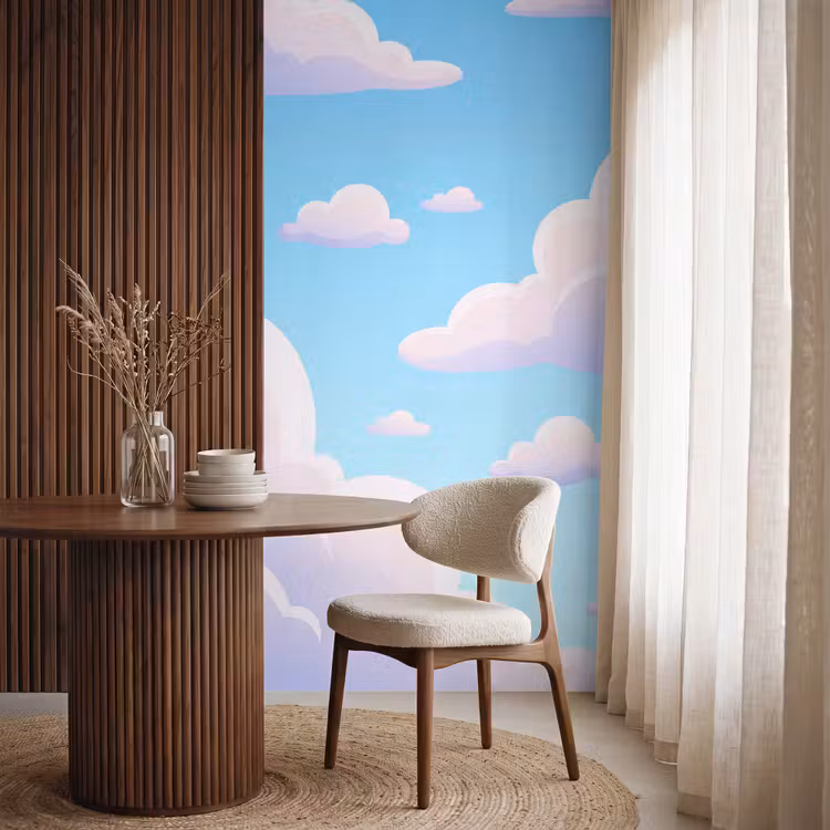 Behang - Wolken - Roze - Blauw - Natuur - Modern — 4
