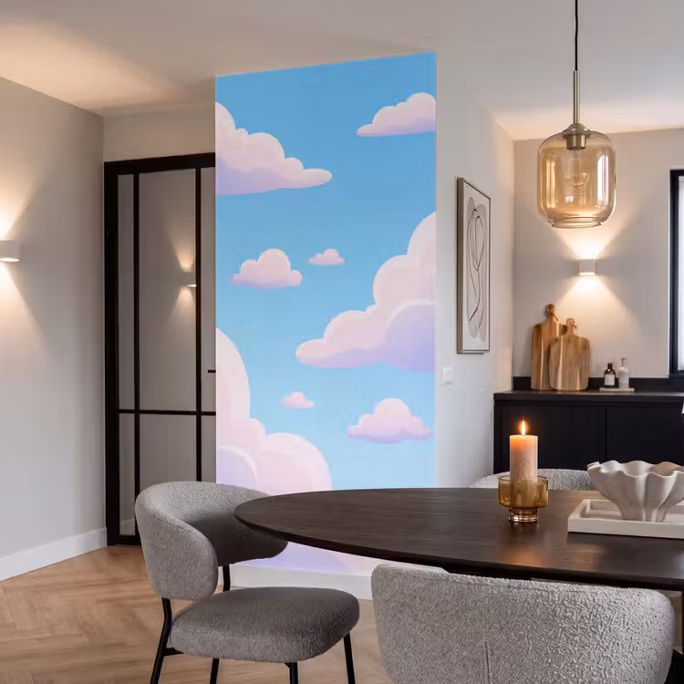 Behang - Wolken - Roze - Blauw - Natuur - Modern — 5