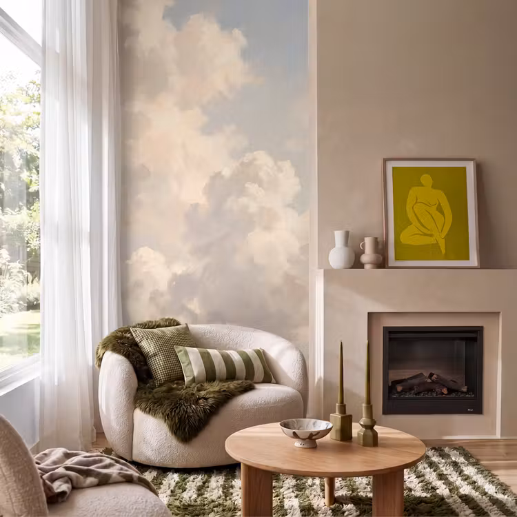 Behang - Wolken - Zacht - Natuur - Klassiek - Beige — 1