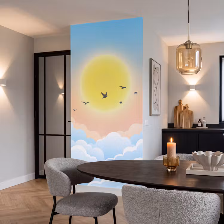 Behang - Zon - Vogels - Lucht - Natuur - Geel — 5