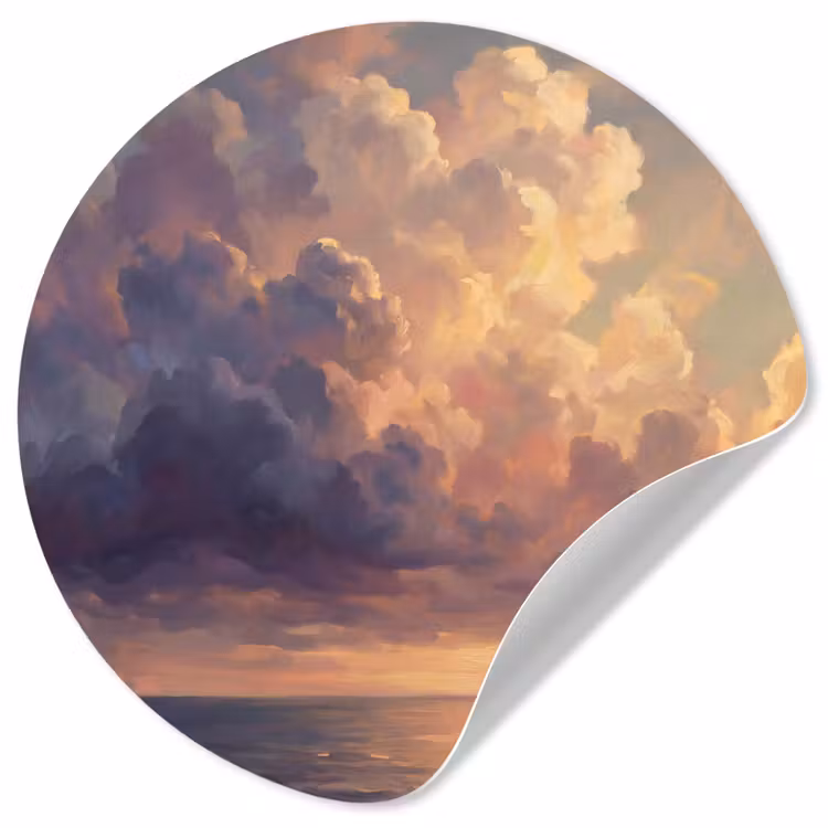 Behangcirkel - Boot - Zonsondergang - Zee - Natuur - Goud — 1