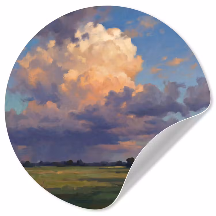 Behangcirkel - Lucht - Wolken - Landschap - Modern - Oranje — 1