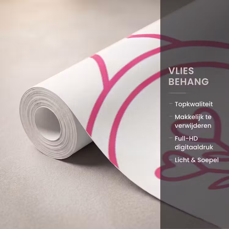 Behang - Illustratie - Collectie - Kunst - Minimalistisch - Roze — 3
