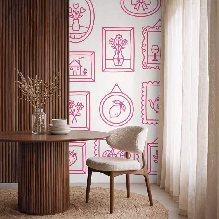Behang - Illustratie - Collectie - Kunst - Minimalistisch - Roze — 4