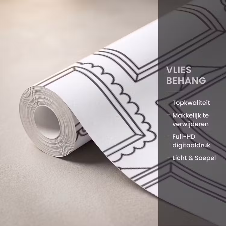 Behang - Lijsten - Patroon - Decoratie - Schets - Zwart-wit — 3