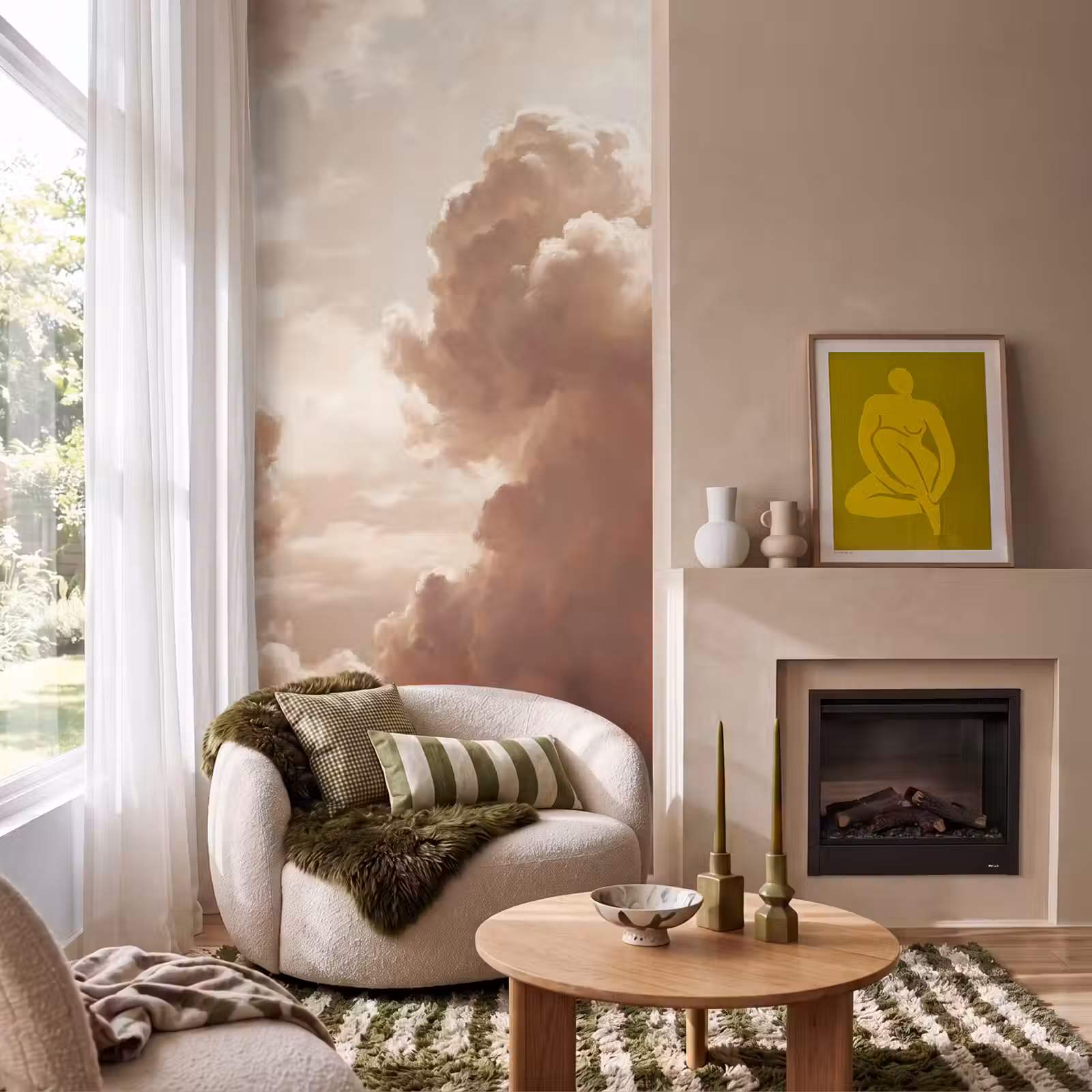 Behang - Wolken - Lucht - Natuur - Modern - Bruin — 1