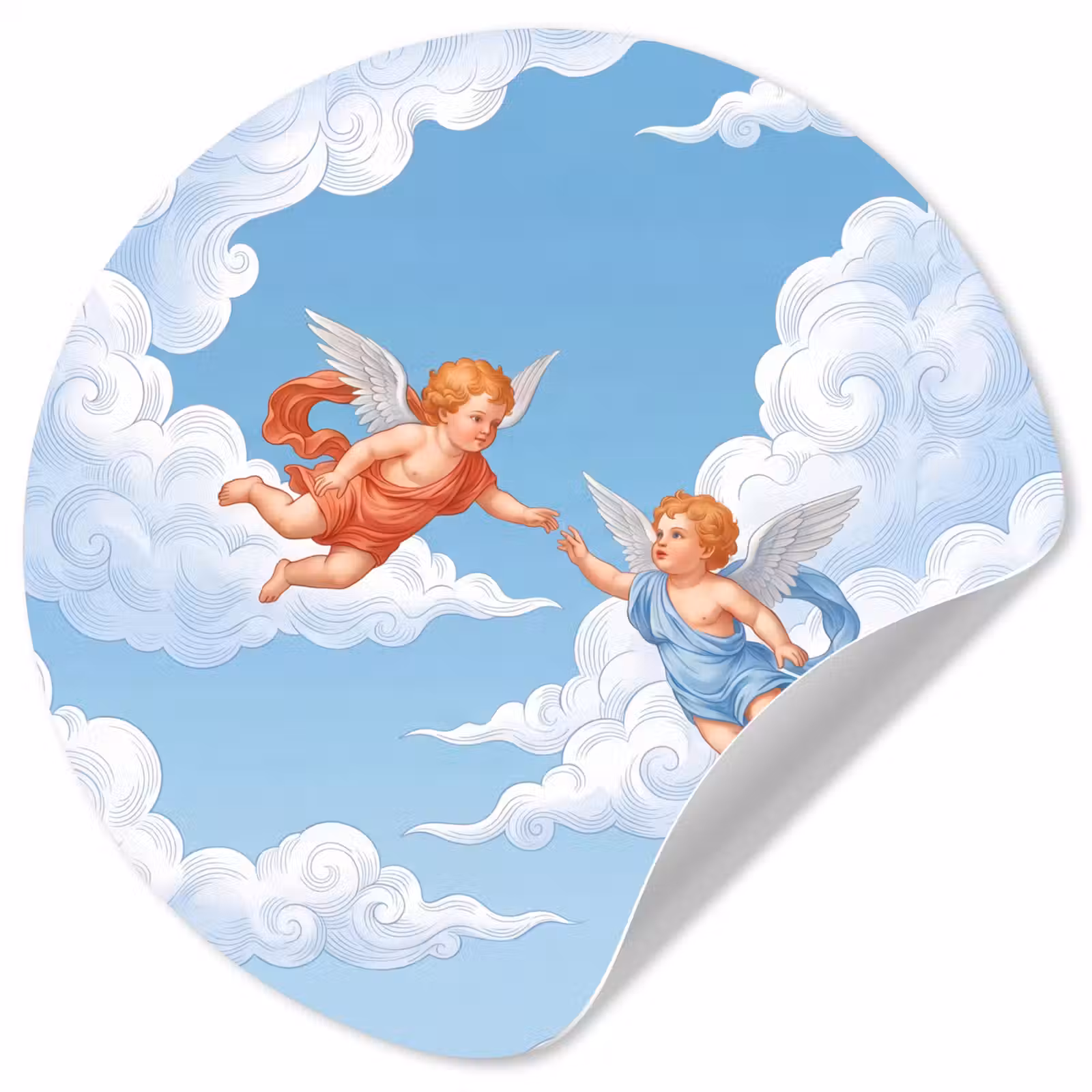 Behangcirkel - Engel - Vliegend - Klassiek - Blauw — 1