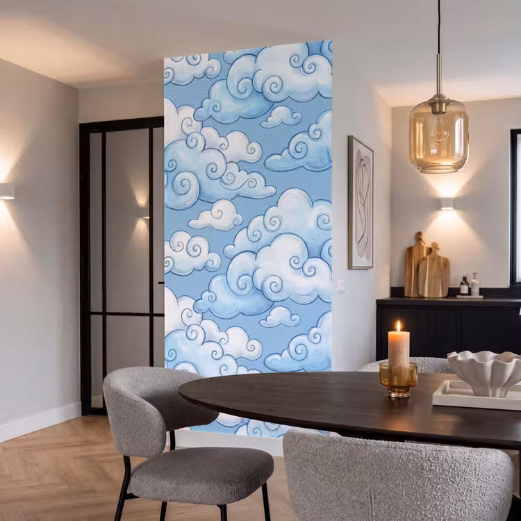 Behang - Wolken - Patroon - Hemel - Illustratie - Wit — 5