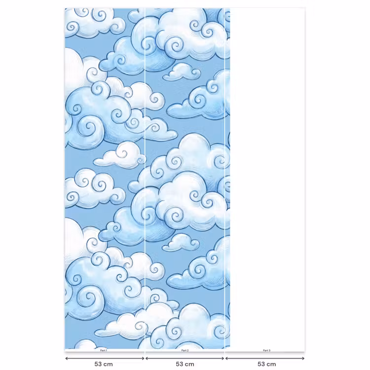Behang - Wolken - Patroon - Hemel - Illustratie - Wit — 6