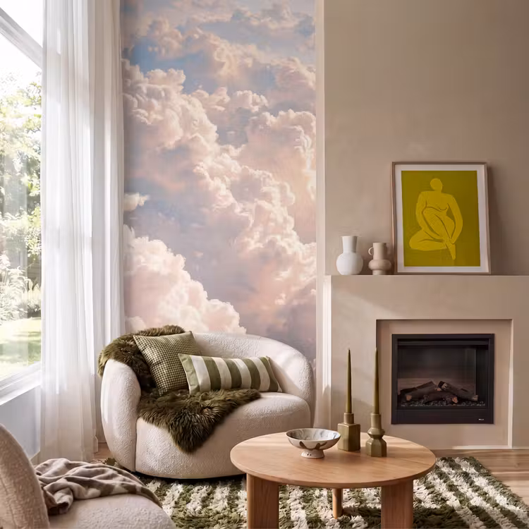 Behang - Wolken - Zonsondergang - Natuur - Pastel - Roze — 1