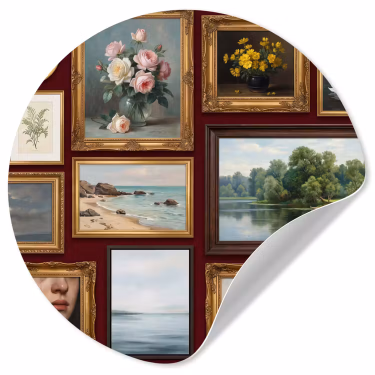 Behangcirkel - Bloemen - Vaas - Klassiek - Kunst - Rood — 1