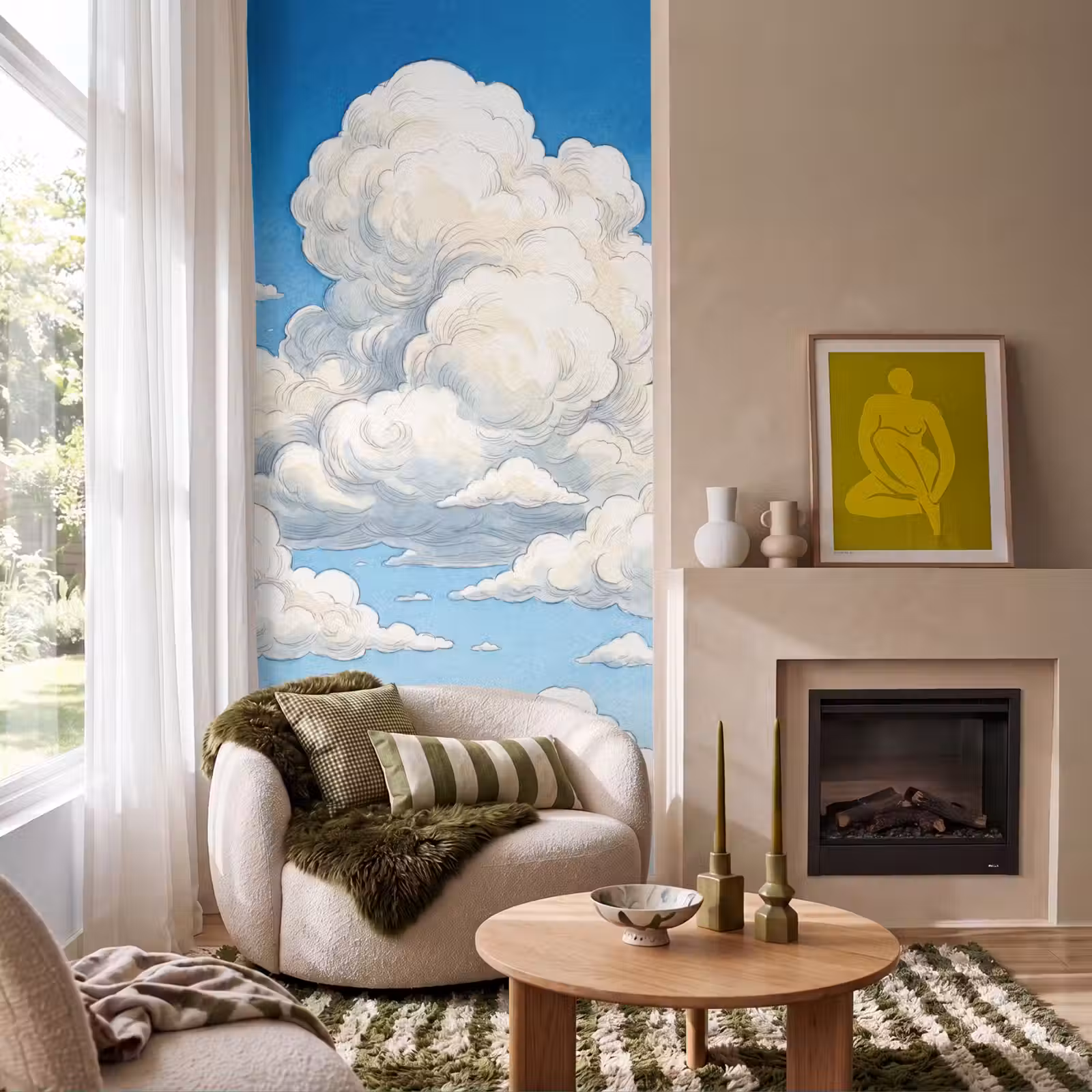 Behang - Wolken - Blauwe lucht - Natuur - Modern - Wit — 1
