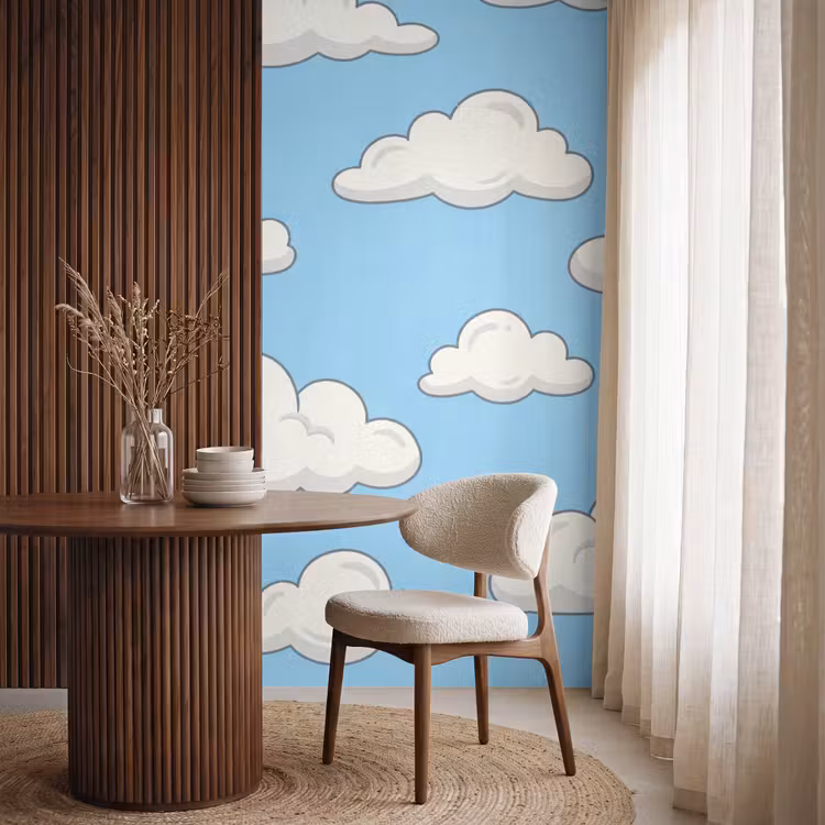 Behang - Wolk - Cartoon - Lucht - Blauw - Wit — 4