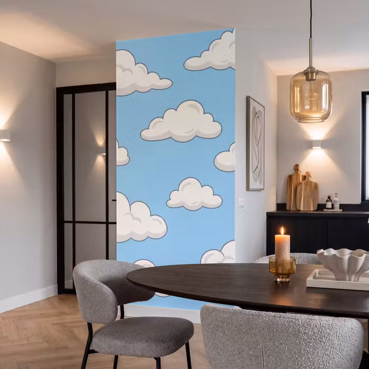 Behang - Wolk - Cartoon - Lucht - Blauw - Wit — 5