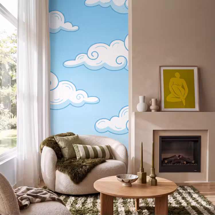 Behang - Wolk - Lucht - Cartoon - Blauw - Wit — 1