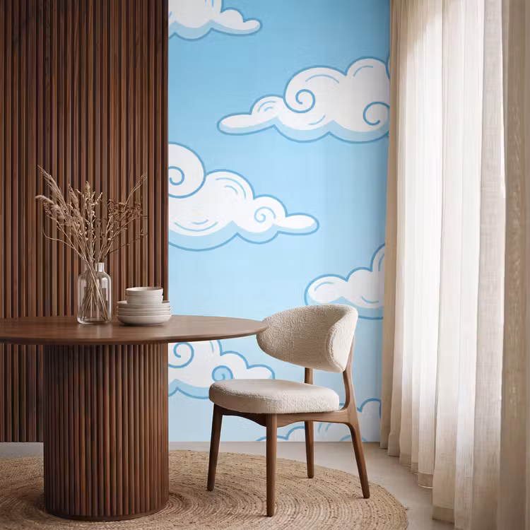 Behang - Wolk - Lucht - Cartoon - Blauw - Wit — 4