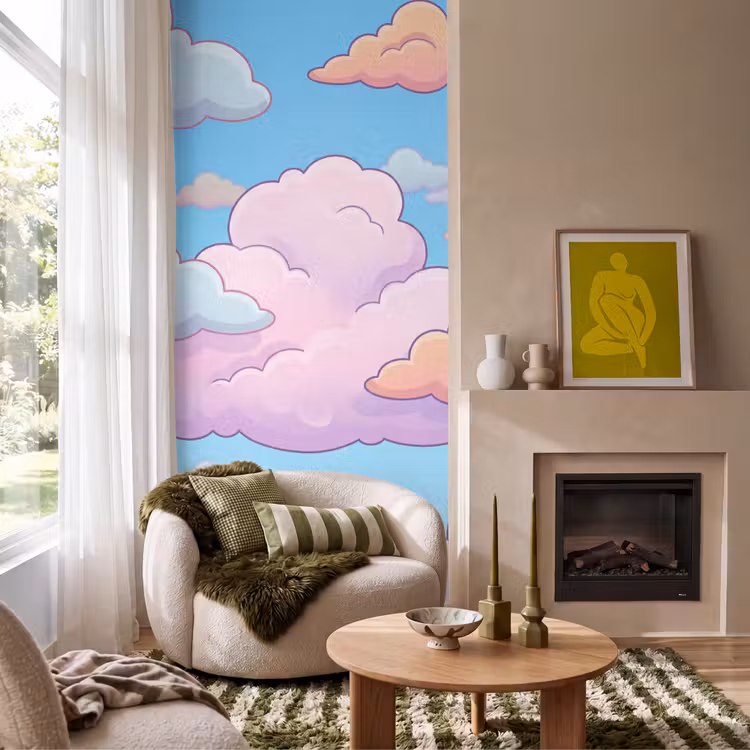 Behang - Wolk - Lucht - Natuur - Illustratie - Pastel — 1