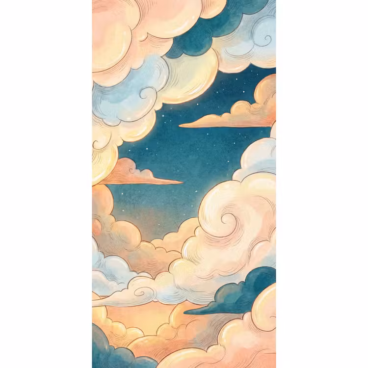 Behang - Wolk - Lucht - Natuur - Illustratief - Oranje — 2