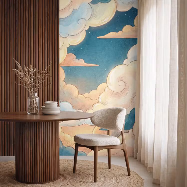 Behang - Wolk - Lucht - Natuur - Illustratief - Oranje — 4