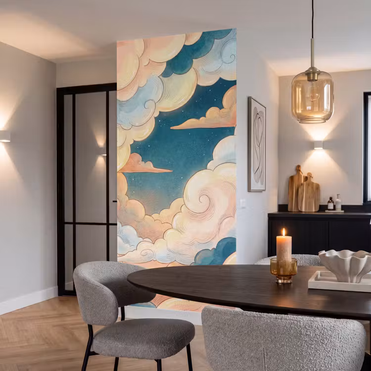 Behang - Wolk - Lucht - Natuur - Illustratief - Oranje — 5
